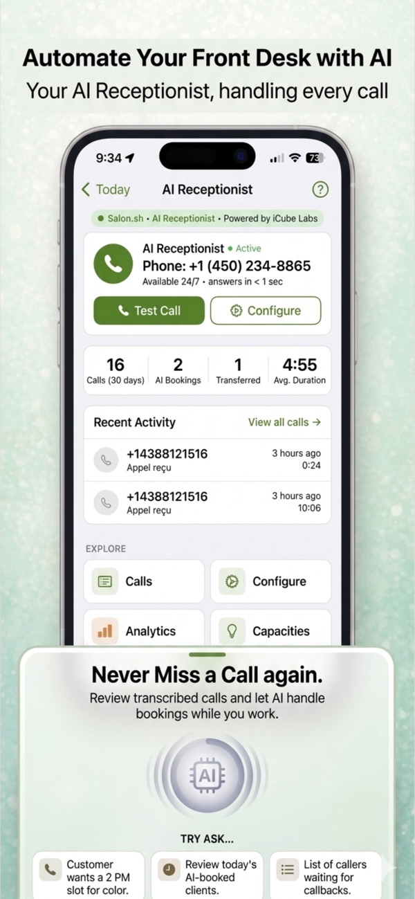 Salon Manager screen