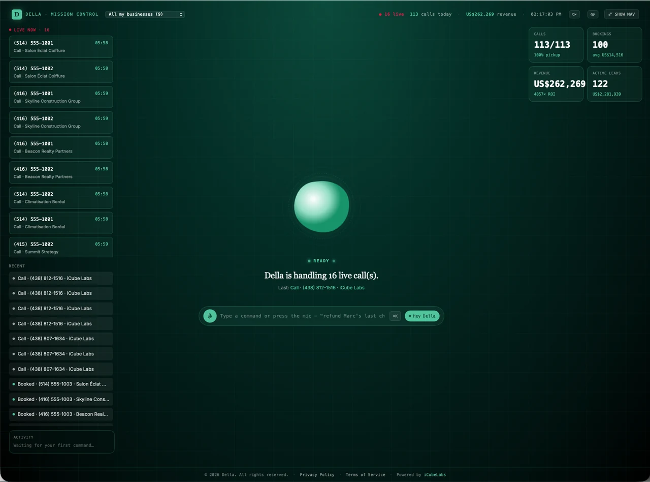 Della iOS dashboard